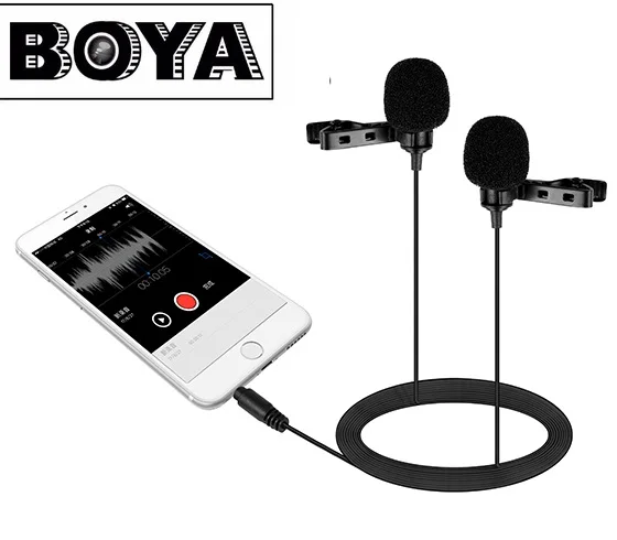 

Двойной всенаправленный петличный микрофон BOYA BY-LM400 для записи интервью для iPhone Ipad и большинства устройств Android.