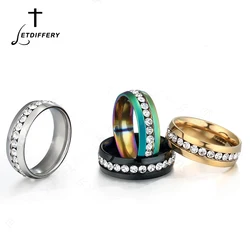 Letdiffery 316L Stainless Steel Charm 6MM Rings For Couple 4 Colors Ring Anniversary Gifts Jewelry for Men Women
