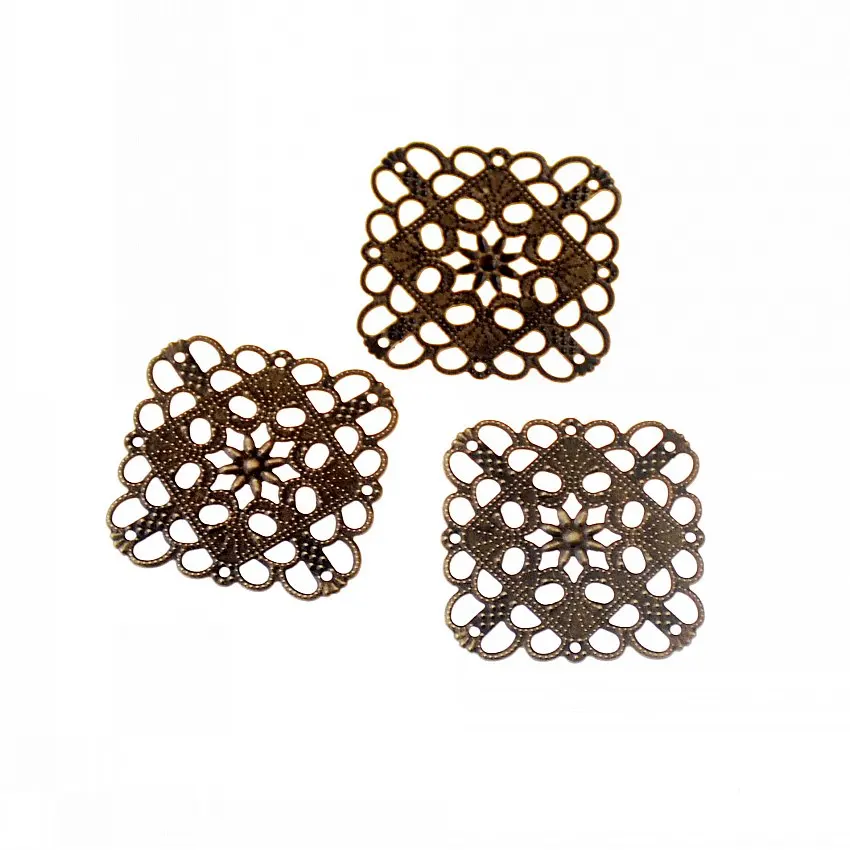 

Free shipping 30Pcs Bronze Tone Filigree Square Wraps Connectors Decoration DIY Findings Connectors 36x36mm