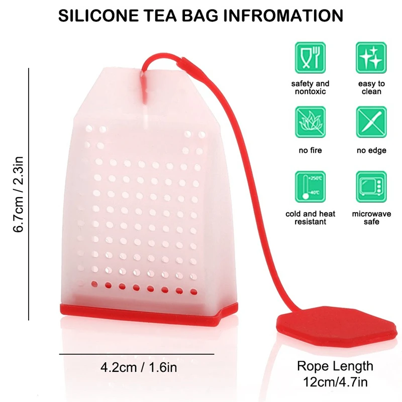 2/4pcs Silicone Tea Infuser Bag Reusable Safe Loose Leaf Tea Bags Strainer Filter for Tea Drinker Utensils Random Color