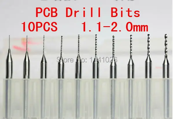 Free Shipping New 10PCS 1.1mm to 2.0mm  Drill  PCB Print Circuit Board   Bits,PCB CNC   Bits Milling Machine,mini   bits