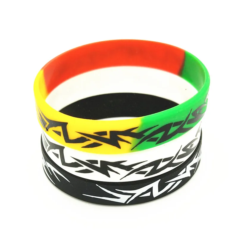 3PCS Fashion Ghana Silicone Bracelet&Bangles Black White Color Silk screen  Silicone Wristband for Adults jewelry Gifts SH273