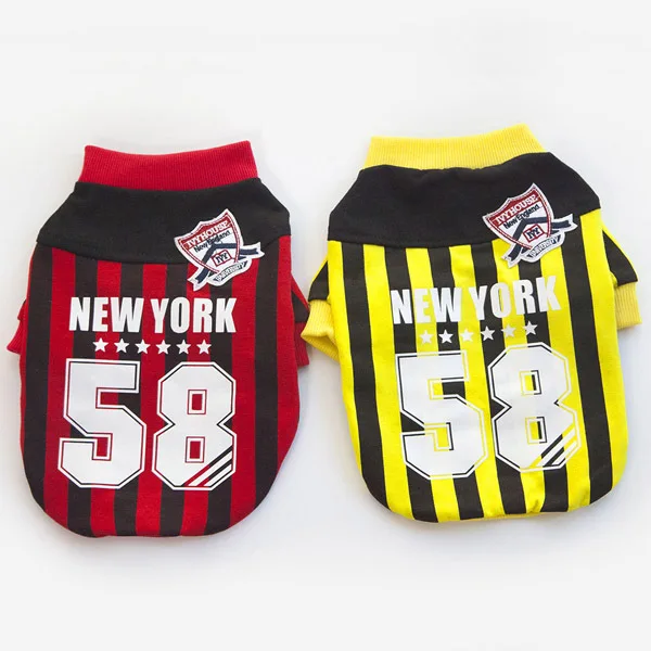 Puppy Vest Shirts Pet Dog Clothes Hoodies Coats Funny Costume Baseball New Year No.58 Stripped Sports Dog Shirt For Pets Dogs