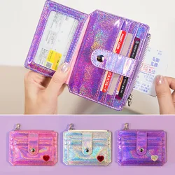 2021 Babysbreath Laser Shining Card Bag Girls Driver's License Bag Heart Hasp ID Credit Card Holder Case Business Card Bags