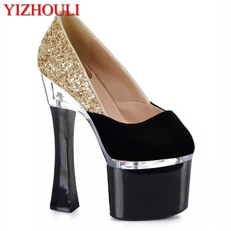 

New female heels, high-heeled shoes, sexy bridal party thick heels, 18 cm Dance Shoes