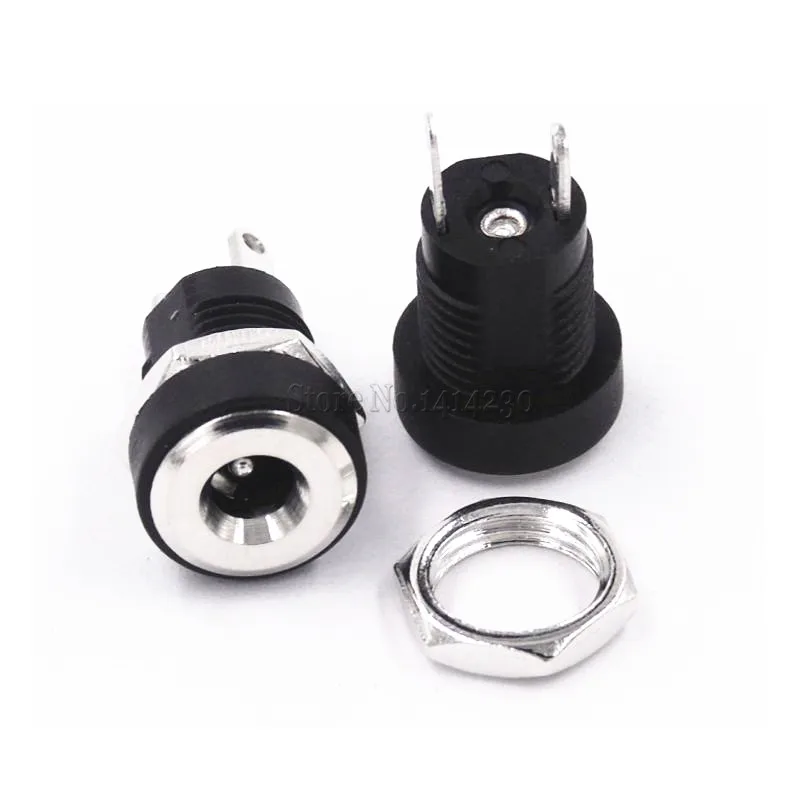 2Pcs 3A 12v for DC Power Supply Jack Socket Female Panel Mount Connector 3.5mm 1.35mm 2 Terminal types 3.5*1.35