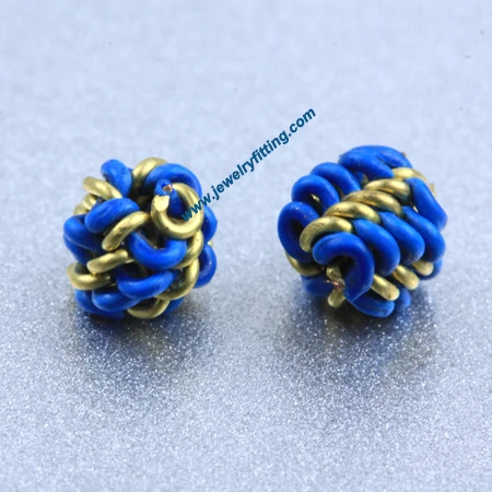 

All kinds of jewelry findings supplier Raw brass color Coiled wire spherical beads 5mm