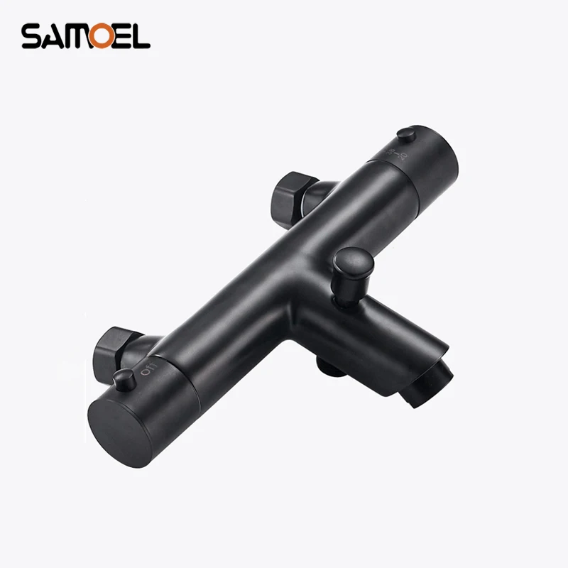 

Samoel Brass Black Thermostatic Bathtub Faucet Wall Mounted Constant Temperature Shower Mixer TapTR530