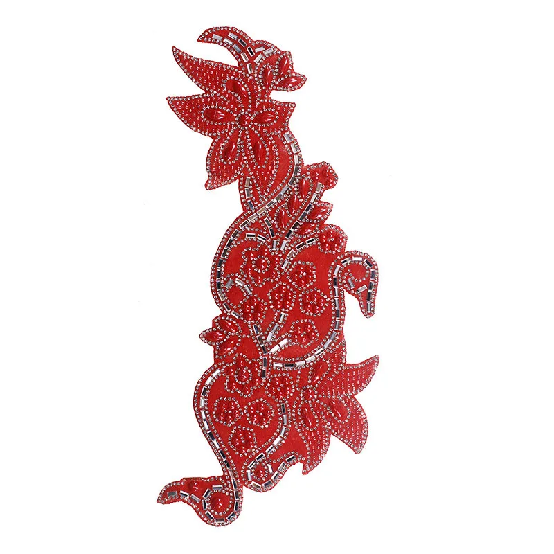 

10piece Red Beads Crystal Hotfix Motif Rhinestones Applique Iron on Sticker Patches Craft Sewing Accessories T2340