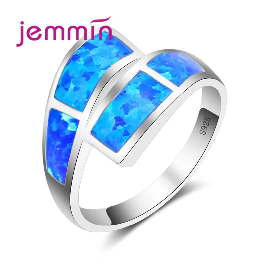 New Fashion Blue Fire Opal Ring 925 Sterling Silver Jewelry Wedding Party Engagement Jewellery For Women Hot Sell