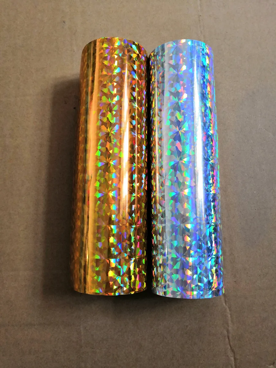 2rolls 16cm x 120m Holographic foil broken glass pattern gold color or silver color  hot stamping foil on paper or plastic