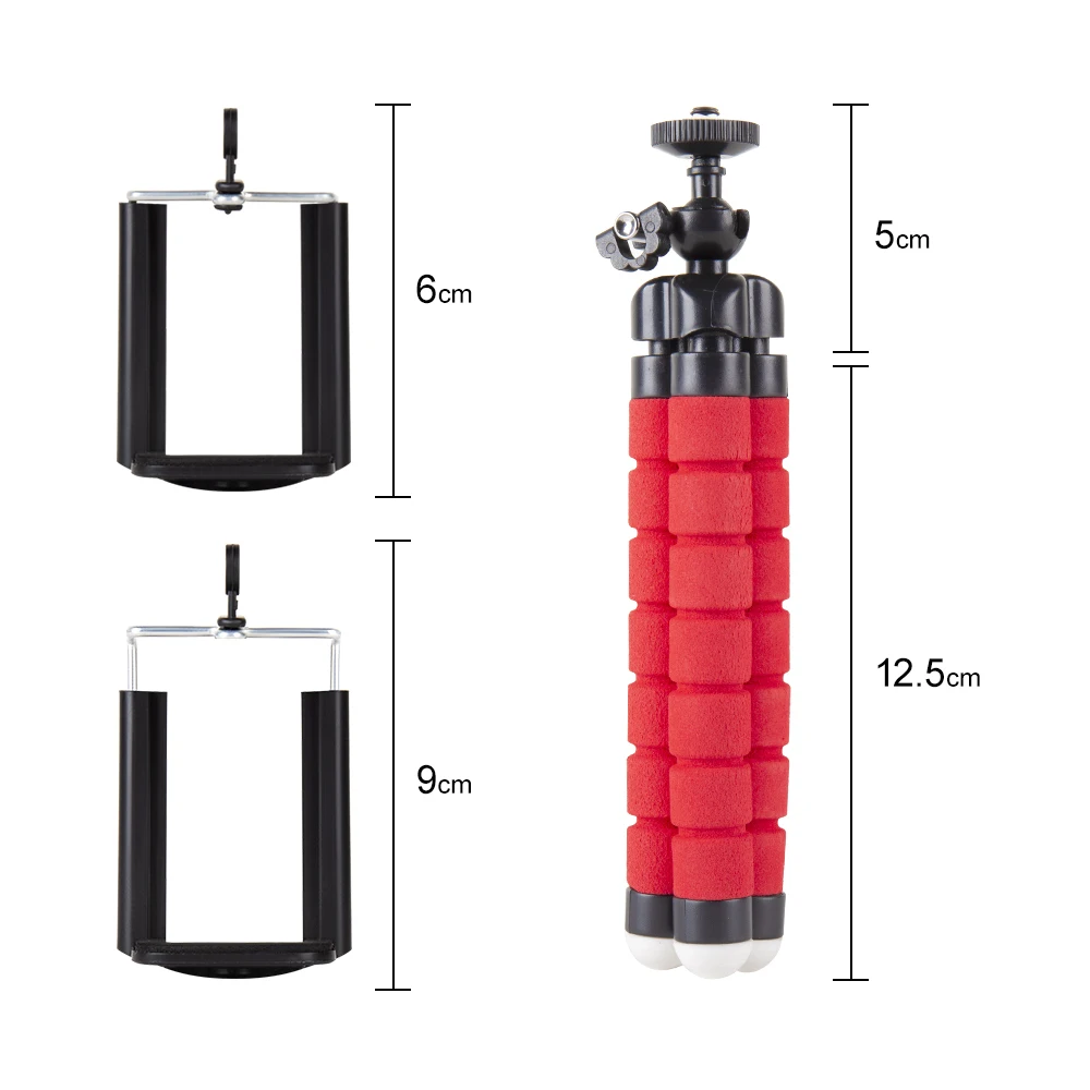 Yizhestudio-tripé para celular, flexível, minitripé polvo, esponja, compatível com gopro, câmera, desktop, iphone, samsung, clipe