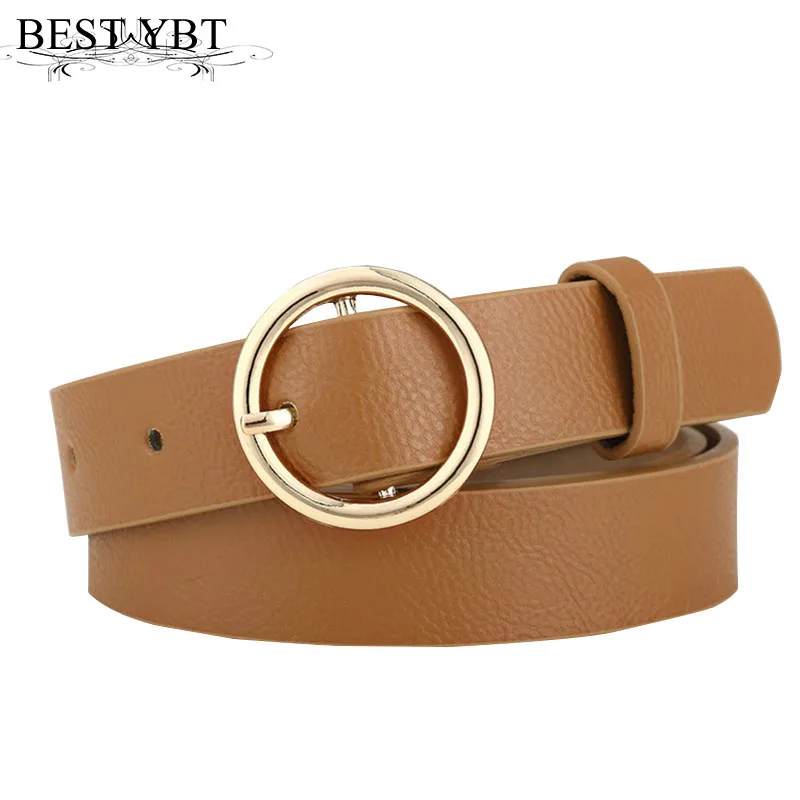 

Best YBT Women Imitation Leather Belt Alloy Round Pin Buckle Belt Hot Selling High Quality Business Casual Decoration Women Belt