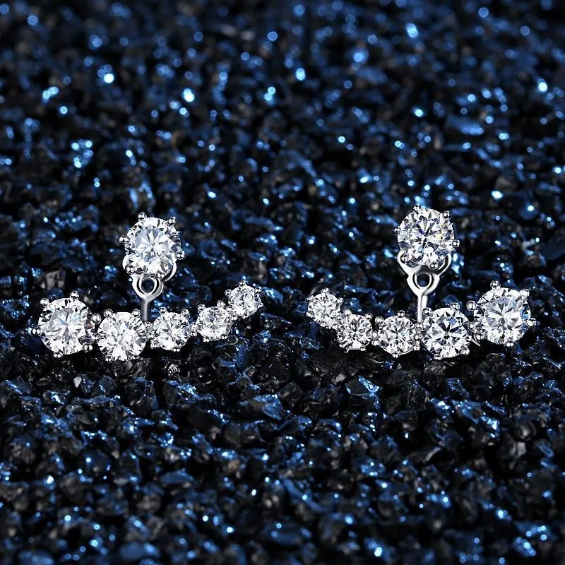 Fashion Style Fine Jewerly Stud Earrings For Women 925 Sterling Silver Needle Clear Cubic Zirconia Trendy Push back Earrings