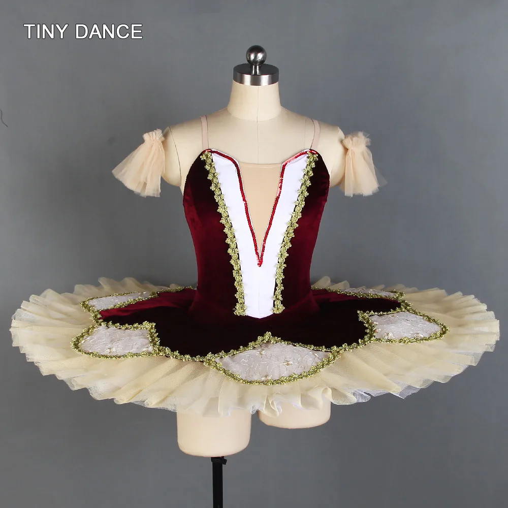 

New arraival of adult ballet solo costumes burgundy/ivory pancake tutus ballet professional tutu dress classical tutu BLL133