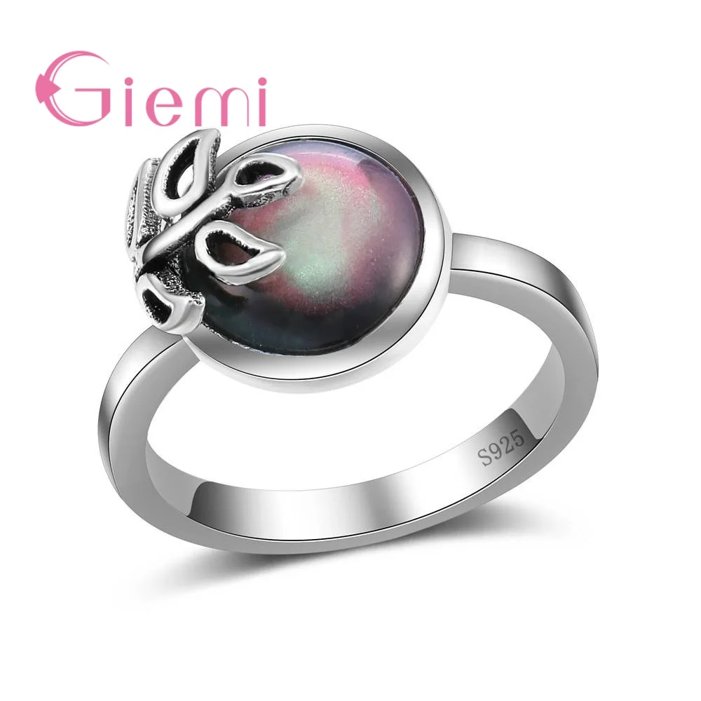 New Arrival Black Opal Rings High Grade 925 Sterling Silver Jewelry Particular Leaf Band Wedding Ring Female Anel