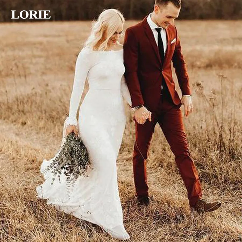 

LORIE Beach Wedding Dresses 2019 Summer Wedding Dress Tulle with Lace vestido de noiva White Ivory Custom made Wedding Gown