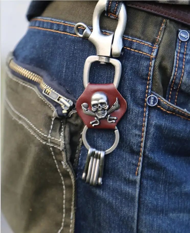 Fashion Key Chains Men Jewelry Heavy Skeleton Waist Biker Wallet Key Chain Rock Punk Trousers HipHop Leather Pant Jean Chains