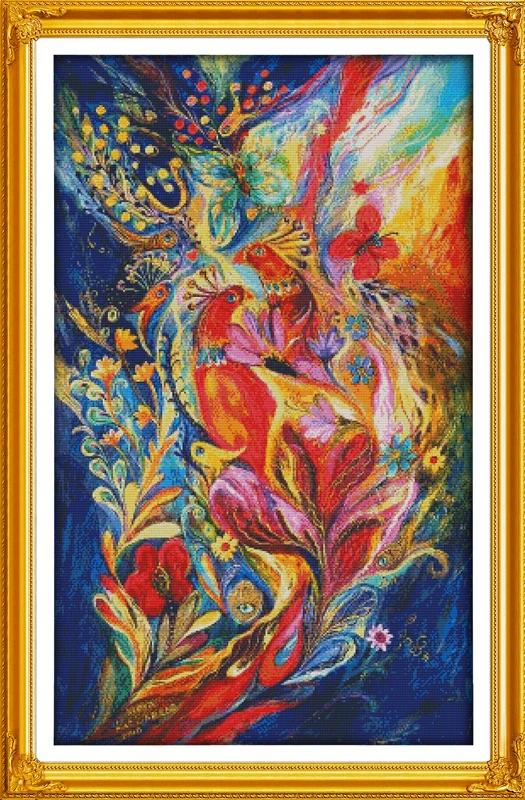 

Colorful peacocks cross stitch kit 18ct 14ct 11ct count printed canvas stitching embroidery DIY handmade needlework