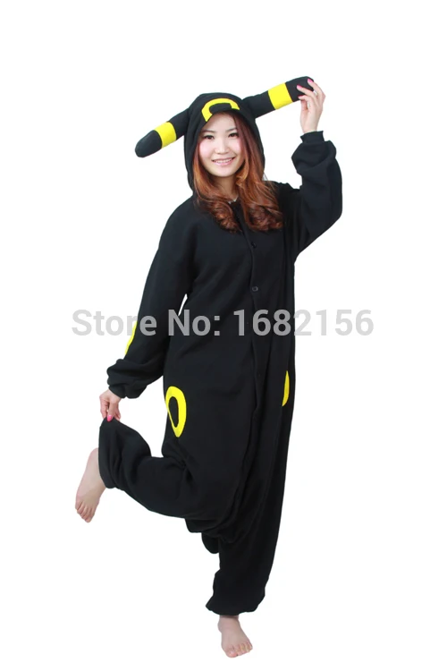 Adult Anime Kigurumi Onesie Cosplay Black Umbreon Unisex Cartoon Pajamas Nightgown Party Clothing