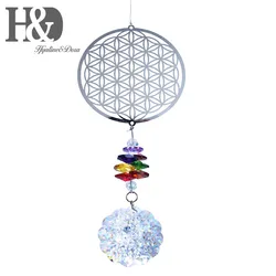 H & D-Suncatcher en cristal Rainbow Maker, Life of Sunflower Rainbow Face, Sun Catcher for Window, Lucky Gifts for Birthday