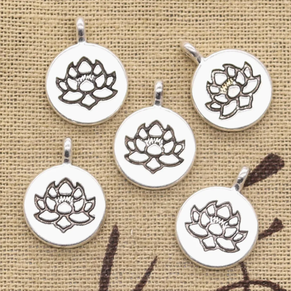 15pcs Charms Yoga Om Lotus Sitting 20x15mm Antique Silver Color Plated Pendants Making DIY Handmade Tibetan Silver Color Jewelry