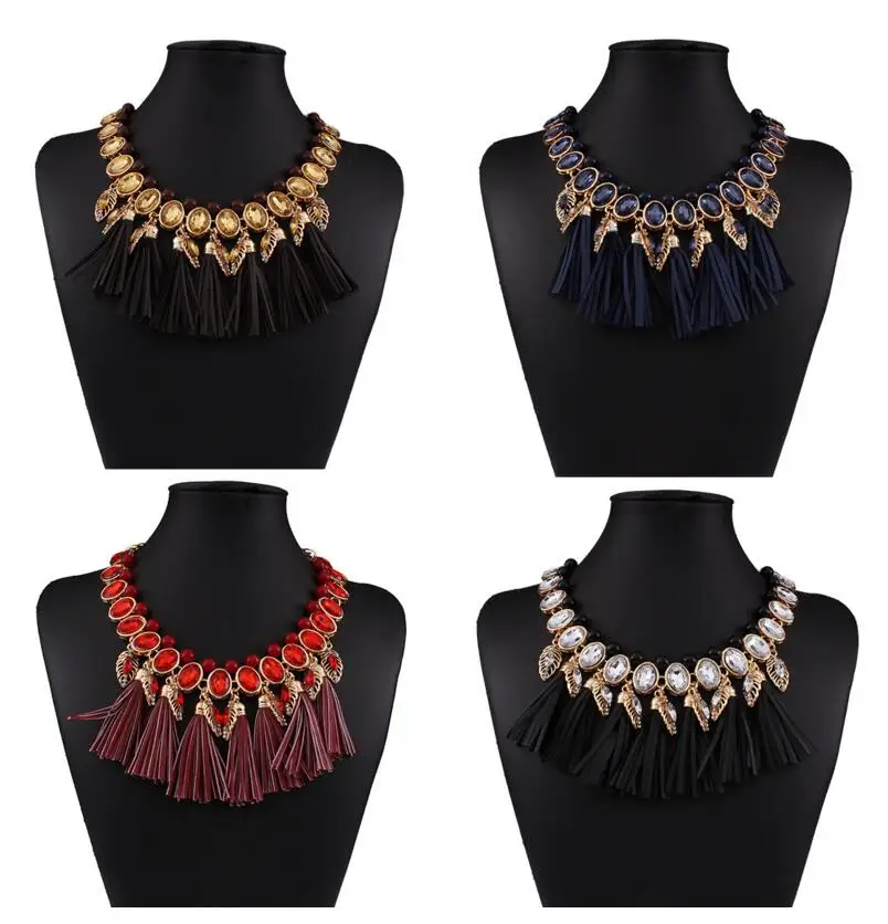 acrylic stone statement tassel hyperbole necklaces women party club wear jewelry wedding accessories gifts alloy fj665