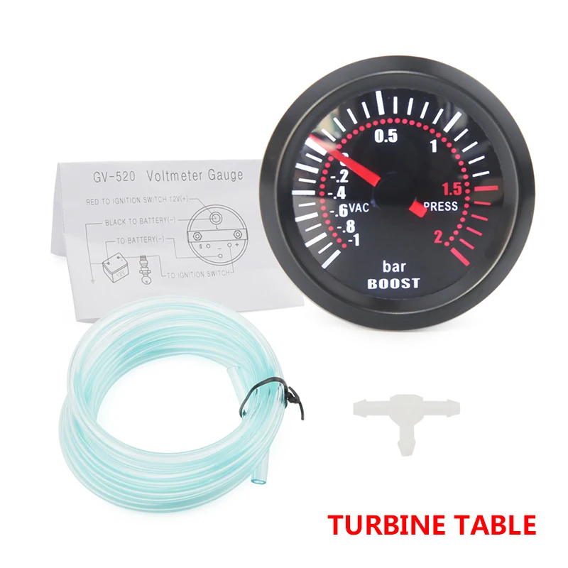 52mm CarTurbo boost gauge Meter warning function Automotive instrument Turbio pressure turbine gauge