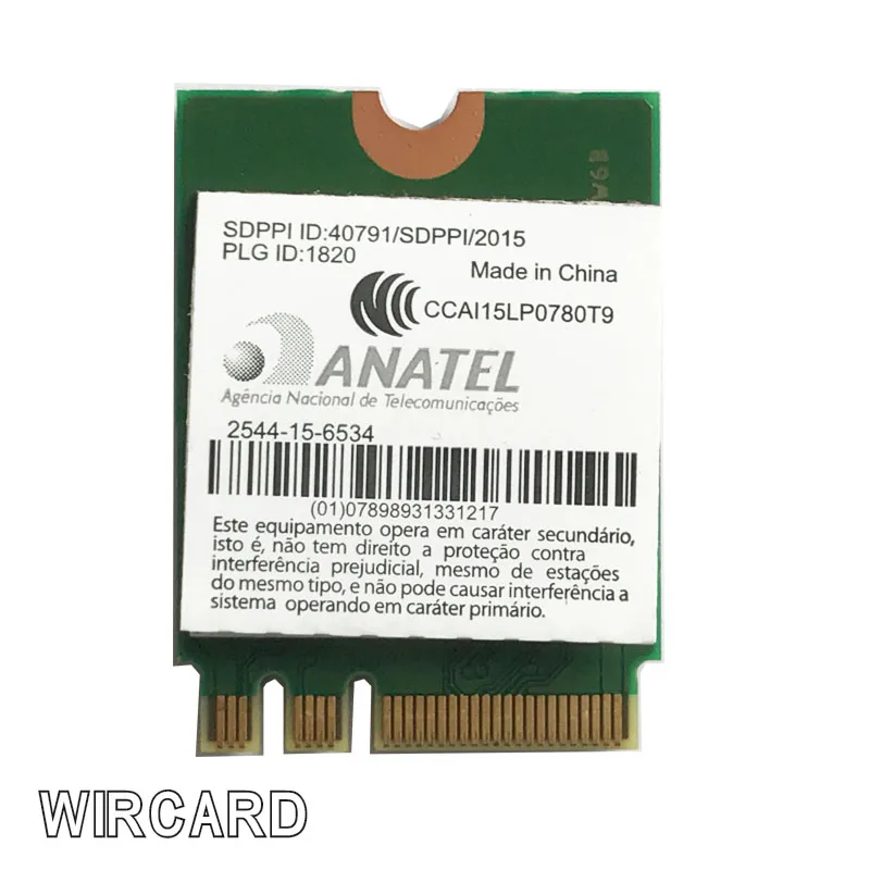 WIRCARD Wireless Adapter Card for  Wireless AC Wi-Fi QCNFA344A NFA344A Dual Band+BT4.1  NGFF Card