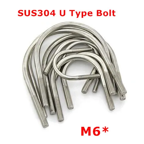 10pcs M6 304 Stainless steel U Bolt 6mm U Type Pipe Clamp Stirrup Screw