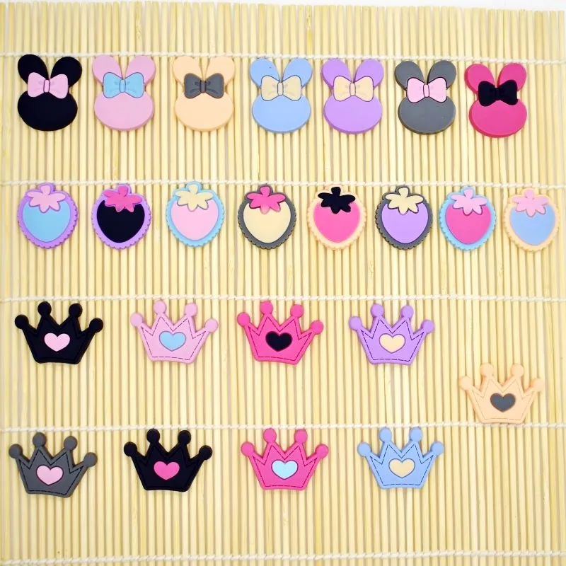 10 PCS Crown Strawberry Flatback PVC Accessory Fit Bracelets/Clog/Phone Case/Hair Accessory Charms Kids Girls Gift