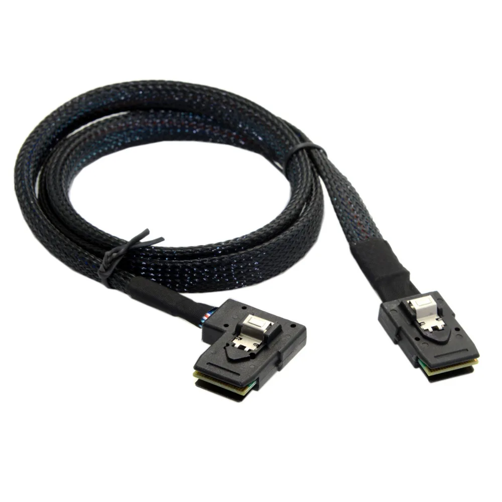 

CY Ultra Slim Flat Left Angled 90 Degree Mini SAS 36pin SFF-8087 to 8087 Data Raid Cable 80cm