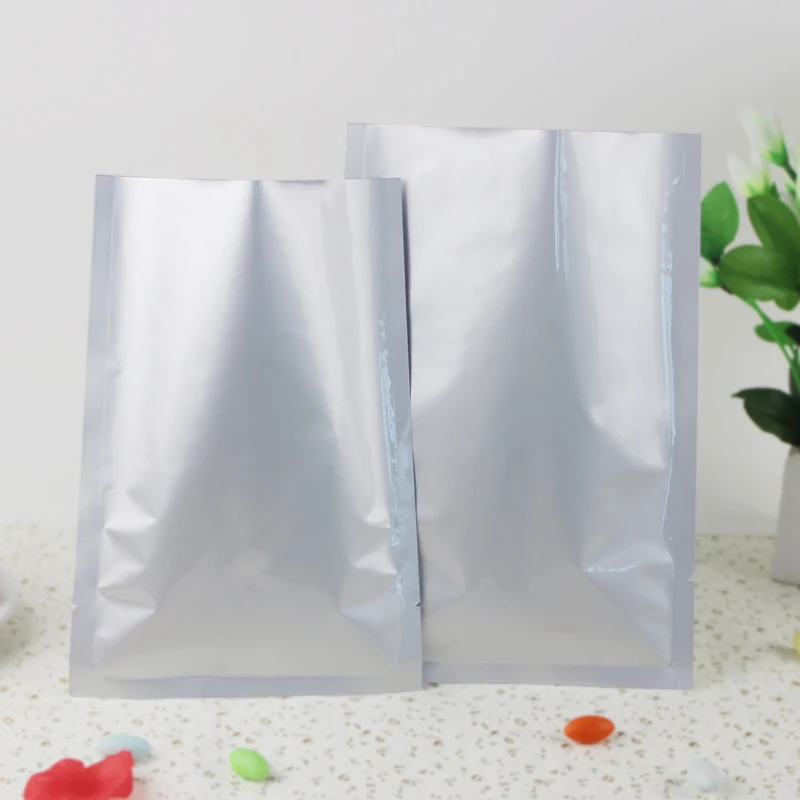 

Wholesale 7*10cm Open Top Matte Aluminium Foil Package Pouch Heat Seal Plastic Silver Aluminized Foil Vacuum Bag For Tea Storage