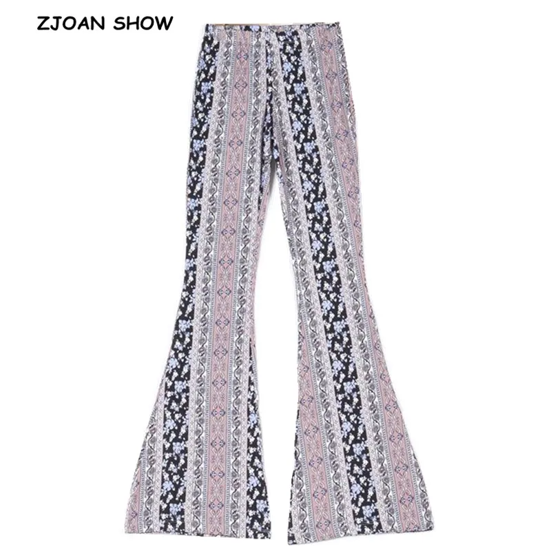 

Ethnic Geometric Print Flare Pants Pink Sexy Women Bohemian Tribal African Hippie Pants Bell Leggings Bottom Long Trousers