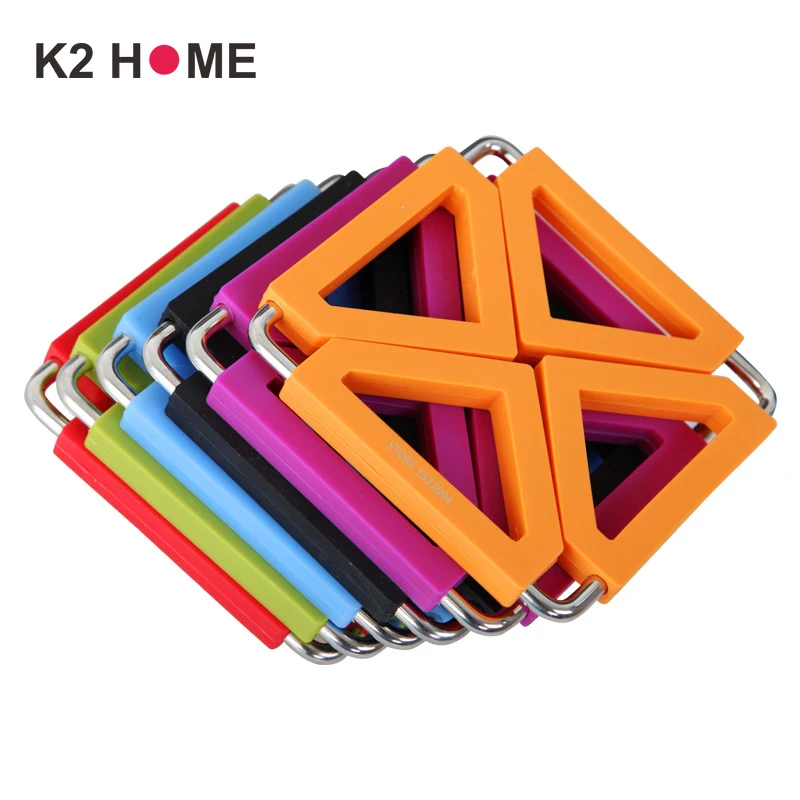 Premium Changeable Silicone Trivets for Kitchen, Heat Resistant, Square Hot Dish, Pot, Bowl Holder