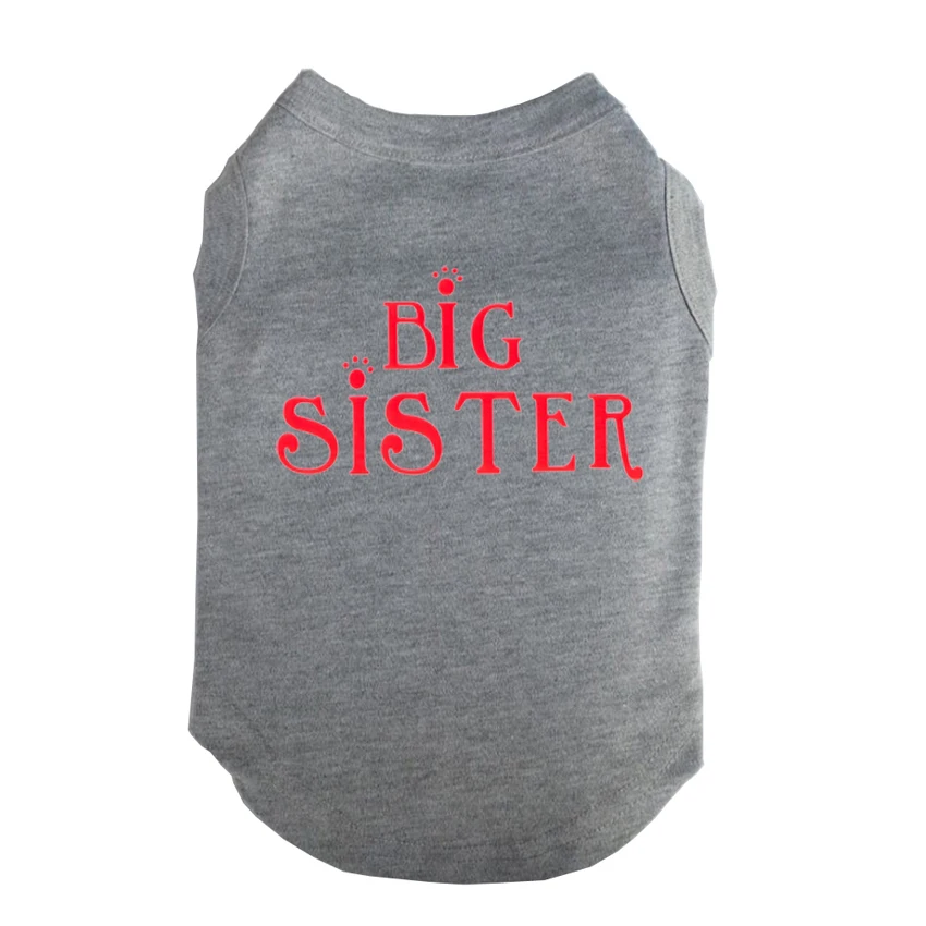 Red BIG SISTER Printed Pet Puppy Clothes Shirts Tee Clothes T Shirts for Small Medium Large