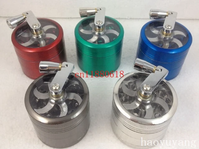 

30pcs/lot 4 layers Metal Teeth Herb Grinder machine Herbal smoking tobacco hookah pipe Hand crank