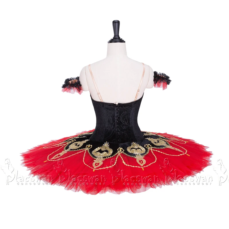 Red and Black Spanish Style Don Quixote Kitri Variation Ballet Costume Professional Pancake Tutu BT665