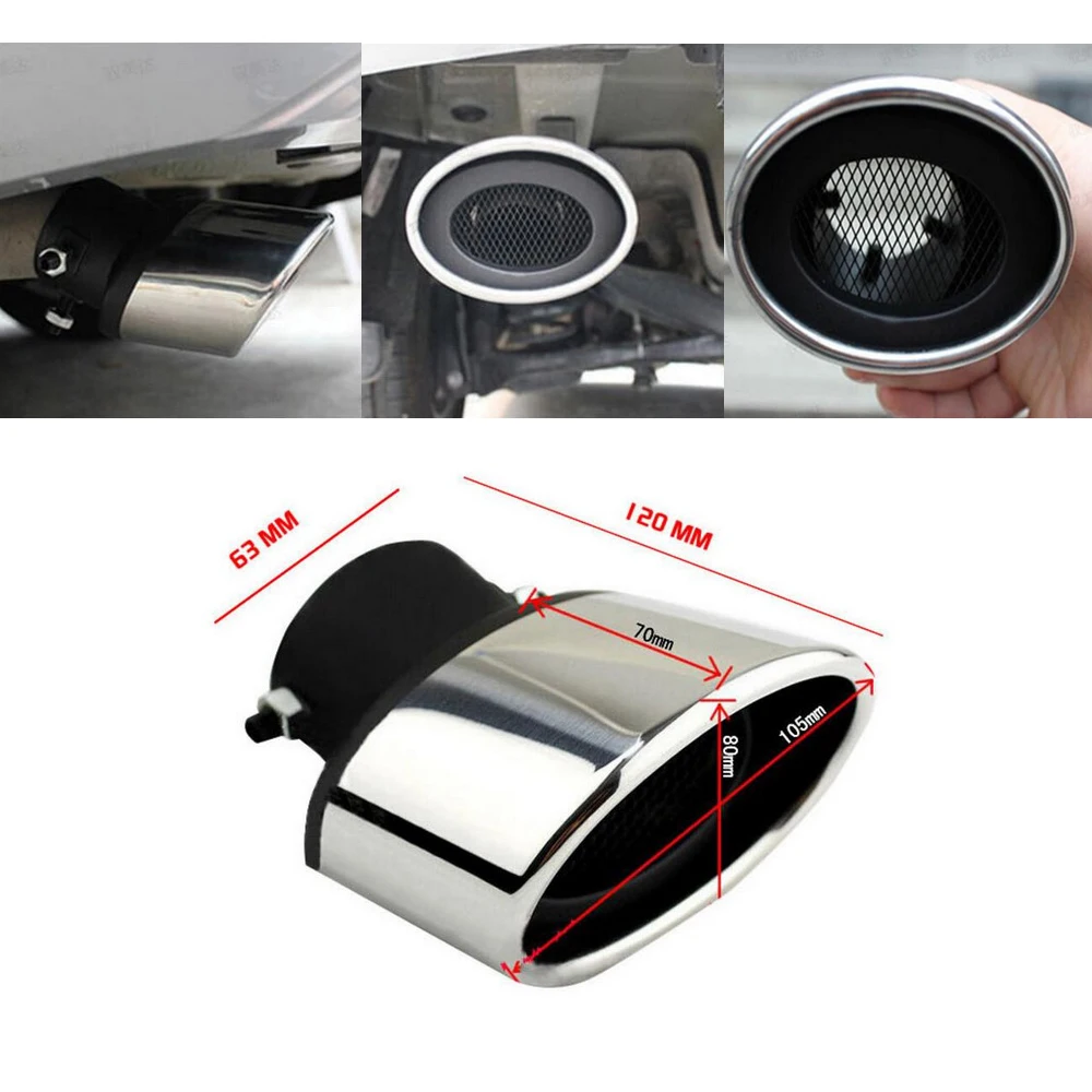 Car Exhaust Tail pipe Trim 304 Stainless Steel For Ford Fiesta Chevrolet Aveo Kia Rio 5 Mazda6 57mm Car Tail Pipe Universal