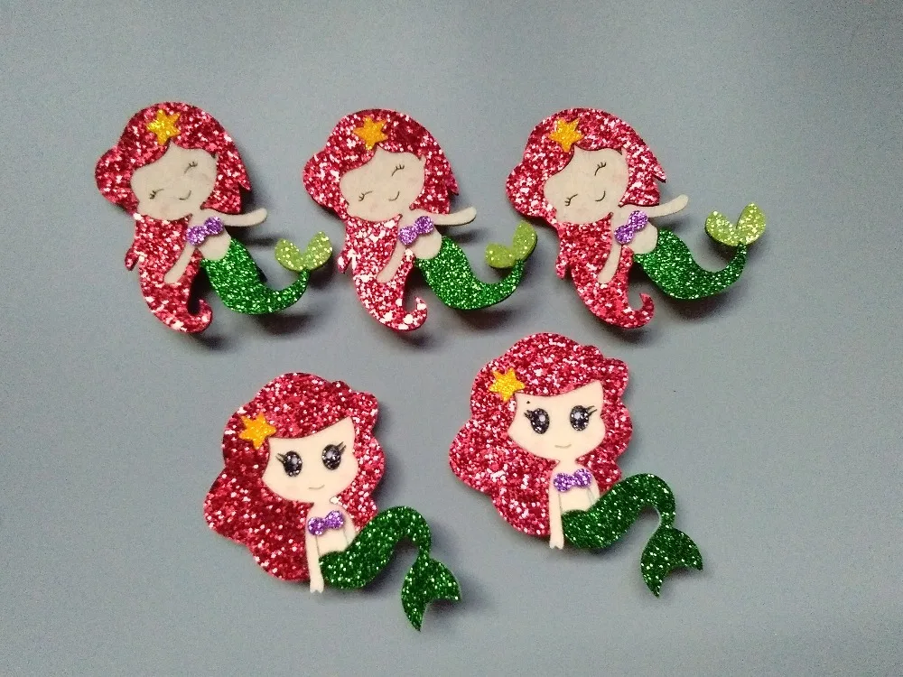 10pcs Glitter Fairy Mermaid Hairpins Felt Princess Hair Clips Barrettes Fashion Headwear Boutique Hair Accessories for Girls