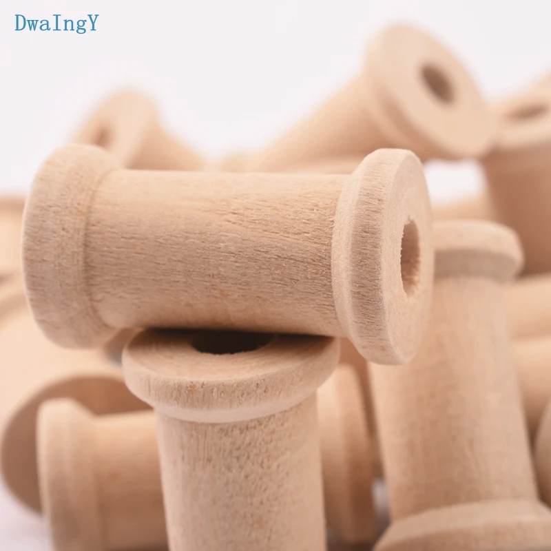 DwaIngY 3pcs/lot Wooden Bobbins Spools Thread String Rolling Wire Bobbin Sewing DIY Needlework Patchwork Wood spool