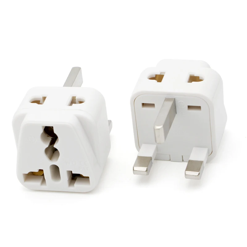 1PC Universal EU US AU to UK 3 Pin AC Power Socket Plug Travel Wall Charger Outlet Adapter Converter Connector UK plug White