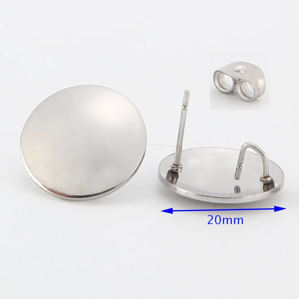 10 szt. Kolczyki do uszu ze stali nierdzewnej 15mm/20mm okrągłe słupki w kolorze złotym z pętelką do wyrobu biżuterii — zdjęcie 4