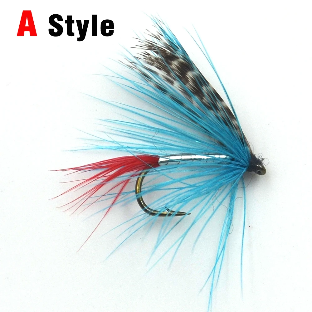 MNFT 10pcs 12# Blue Mosquito Nymph Mayfly Dry Fly Fishing Flies Trout Fishing Flies Wet Dry Hook