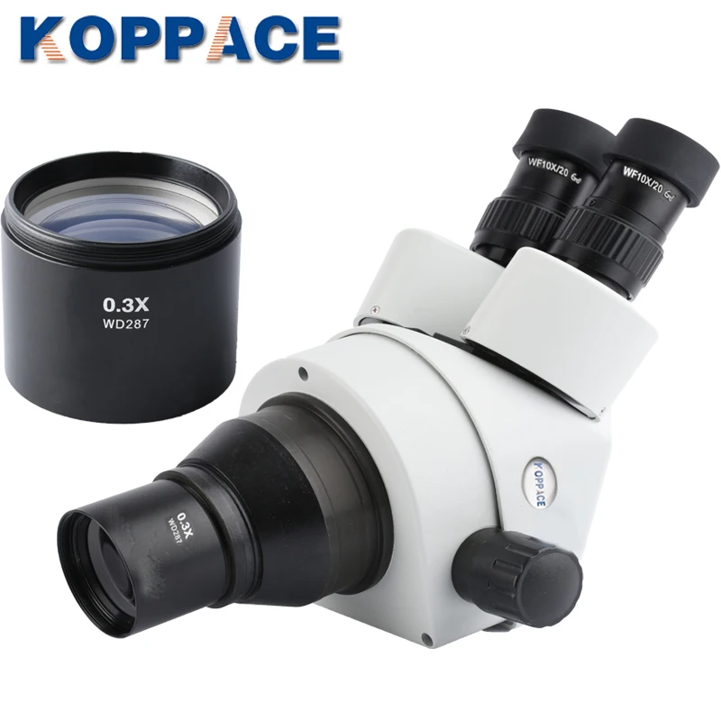 KOPPACE 0,3X стереомикроскоп Барлоу объектив 287 мм рабочее расстояние объектив микроскопа 48 мм размер для установки микроскопа