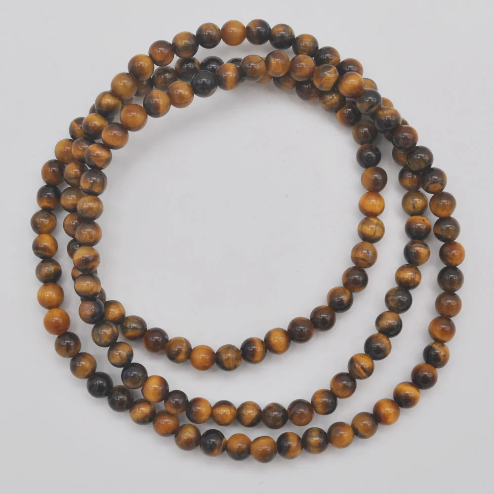 4MM Tigereye Stone Beads Bracelet Bangle Necklace Stretch 22 Inch Jewelry For Woman Gift G742
