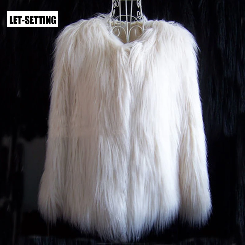 

LET-SETTING Elegant faux fur coat women Fluffy warm long sleeve female outerwear autumn winter coat jacket hairy overcoat