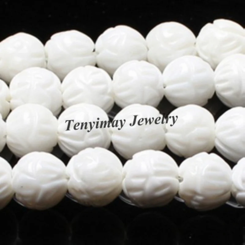 

2 Strands(25pcs/strand) 16mm Carved Flower Tridacna Beads, Semi-precious Jewelry For DIY