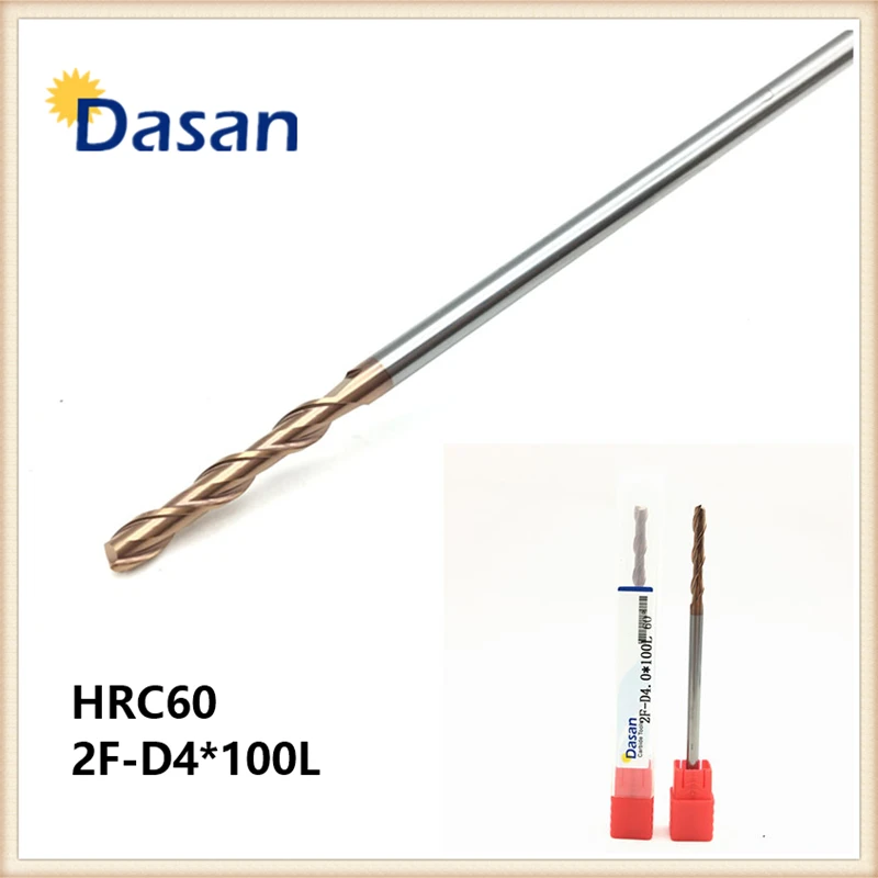 HRC60 2F-D4 * 100L 플랫 엔드밀 4mm 솔리드 카바이드 나선형 스트레이트 생크 엔드밀, CNC 선반 금속 가공 커팅 밀링 공구, 5 피스