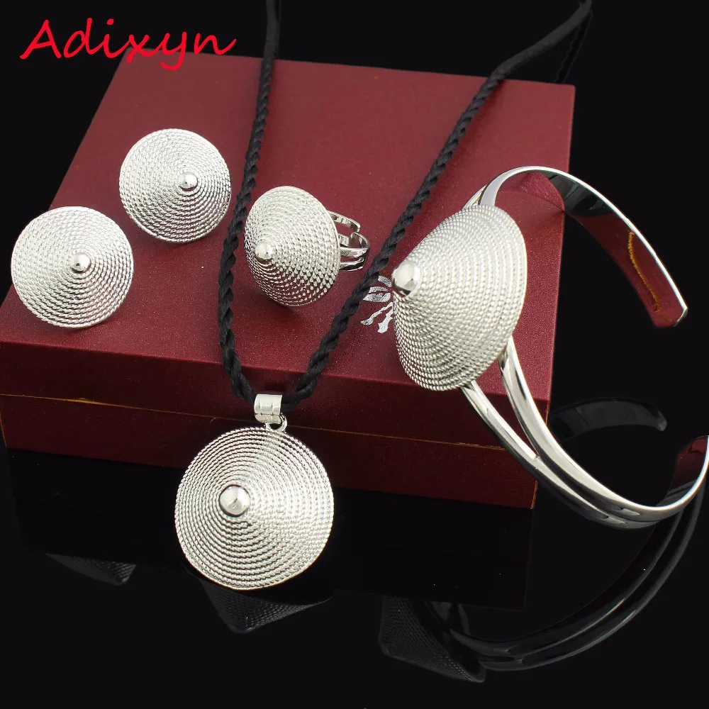 

Adixyn Eritrea desigh Necklace/Pendant/Earring/Ring/Bangle Silver Plated Habesha Jewelry Ethiopian/African jewelry sets